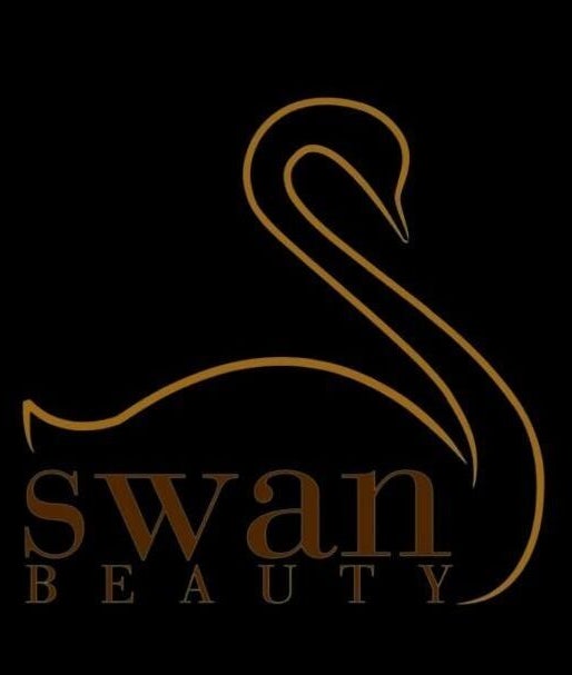 Logo di Swan Beauty Monteverde, elegante cigno su sfondo nero a Roma, Lazio, IT.