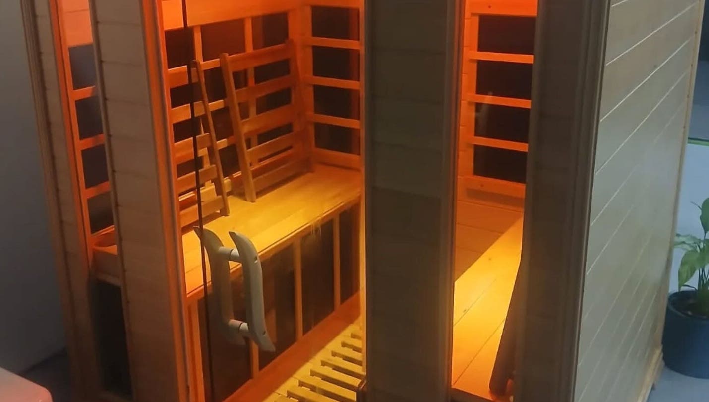 Inviting wooden sauna at Sauna, Compression Boots, Cold Plunge, Chatsworth, Queensland, AU.