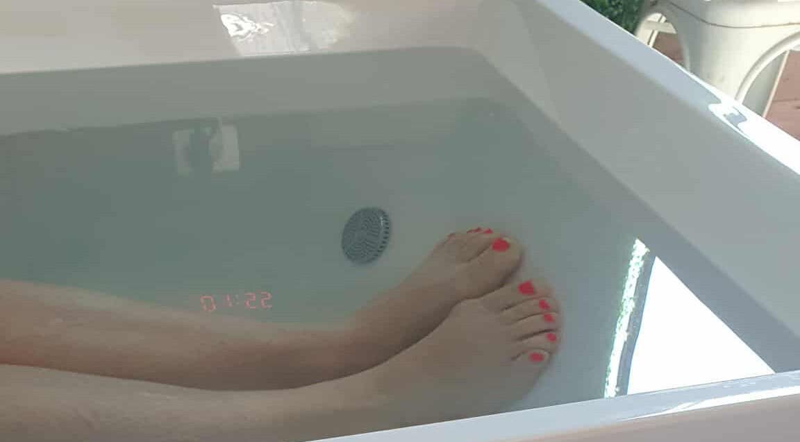 Relaxing foot soak at The Grounding Room, Chatsworth, Queensland, AU. Perfect for unwinding.