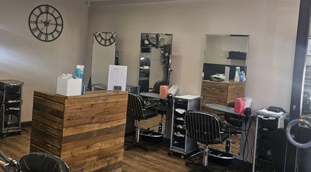 Cozy beauty station at Nikanails Pro, London, England, GB, featuring wooden decor and modern styling chairs.