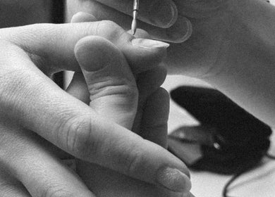 Detailed nail care at Adela nail studio in Thessaloniki, GR, showcasing precision and creativity.
