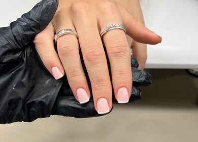 Chic French manicure at Nailsbybry in Ampthill, England, GB, showcasing expert nail artistry.