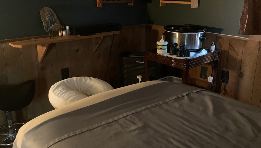 Inviting massage room at Therapeutic Massage by Kelly Murphy, Dallas, Pennsylvania, US.