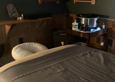 Inviting massage room at Therapeutic Massage by Kelly Murphy, Dallas, Pennsylvania, US.