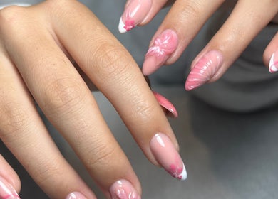 Intricate pink nail art at Lunea Beauty By Yvonne, Liverpool, England, GB.
