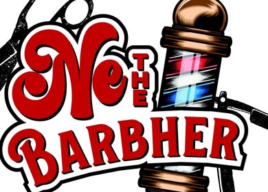 Ne The Barbher logo depicting scissors and barber pole, located in Lebanon, Tennessee, US.
