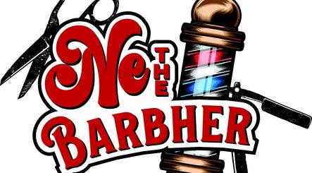 Ne The Barbher logo depicting scissors and barber pole, located in Lebanon, Tennessee, US.