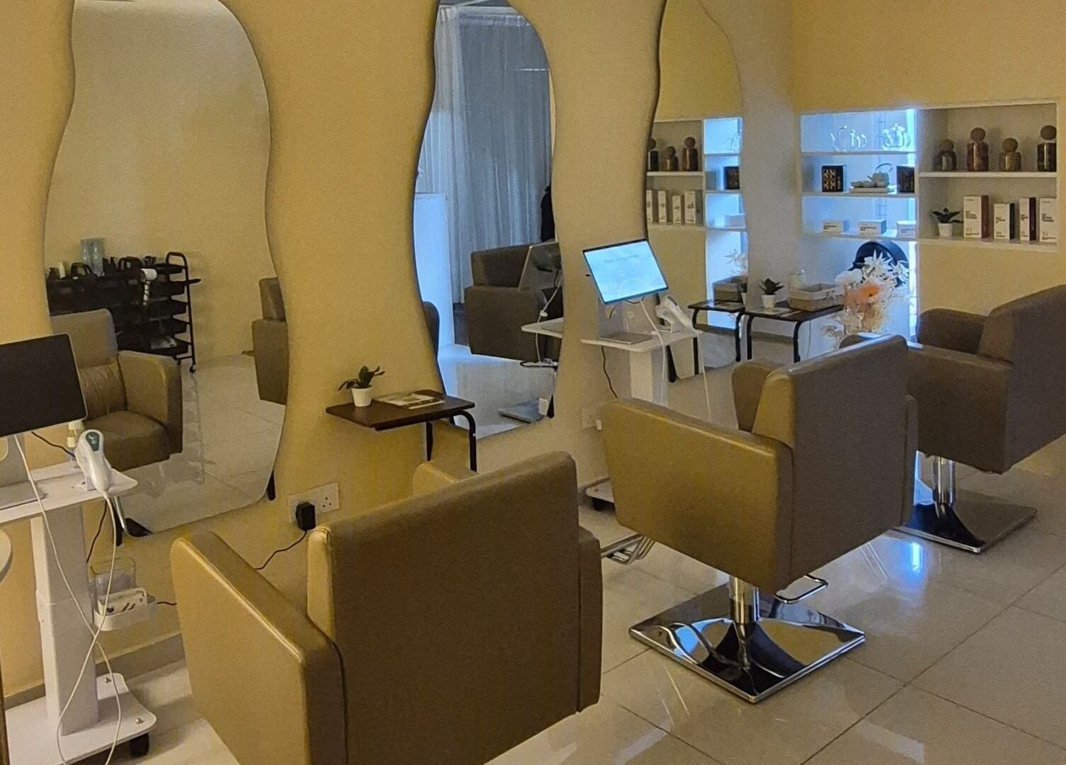 Chic salon setup at Infinity Glow Headspa and Wellness, Petaling Jaya, Selangor, MY.