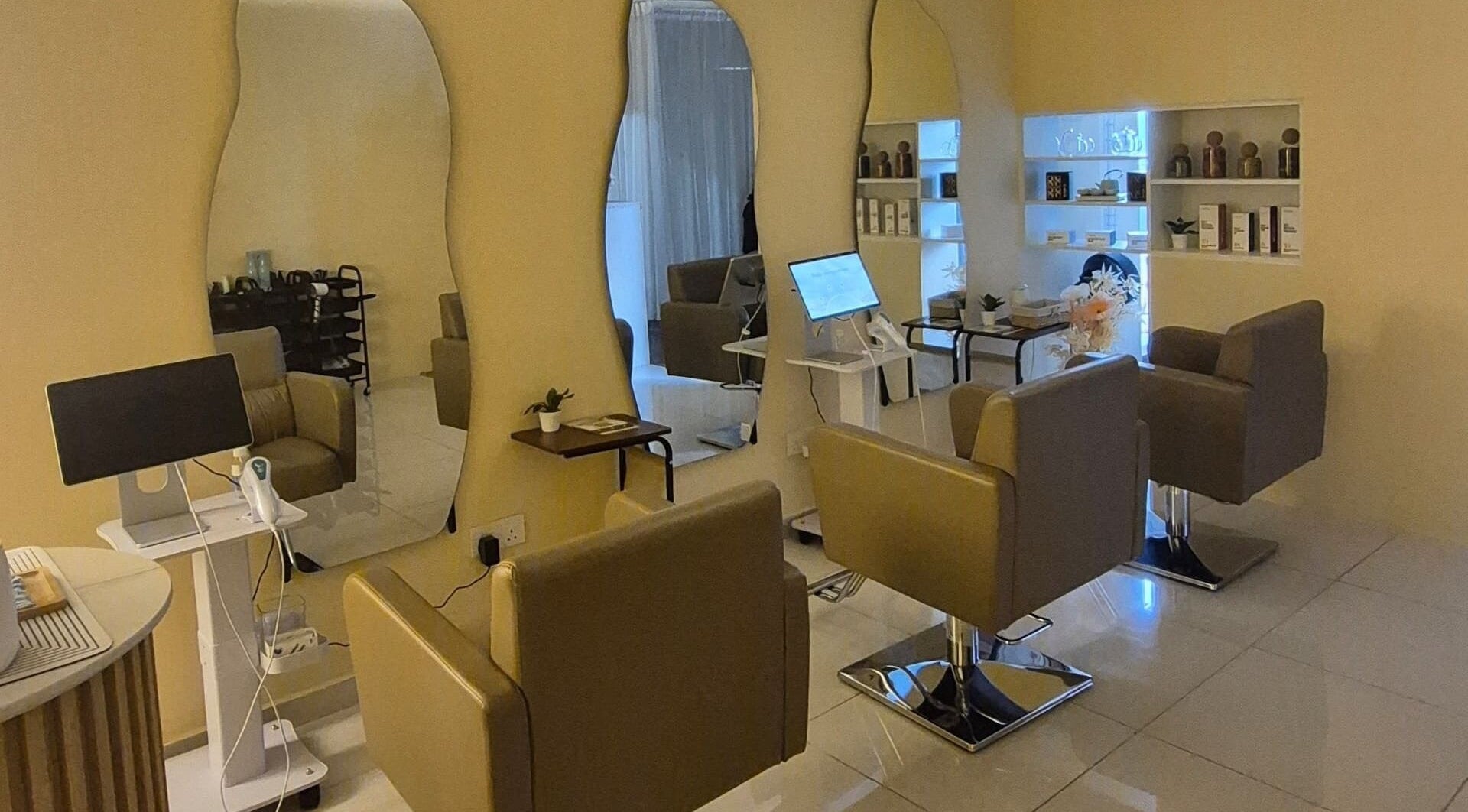 Chic salon setup at Infinity Glow Headspa and Wellness, Petaling Jaya, Selangor, MY.