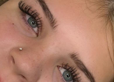 Close-up of elegant eyelash extensions at Winxbycee, Rotherham, England, GB.