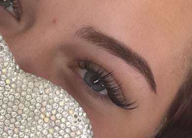 Close-up of glam eyelashes at Winxbycee, Rotherham, England, GB showcasing elegant lash extensions.