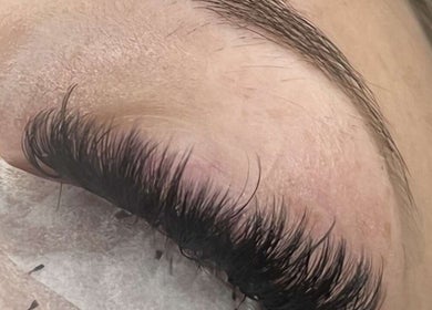 Close-up of professionally styled eyelashes at Winxbycee in Rotherham, England, GB.