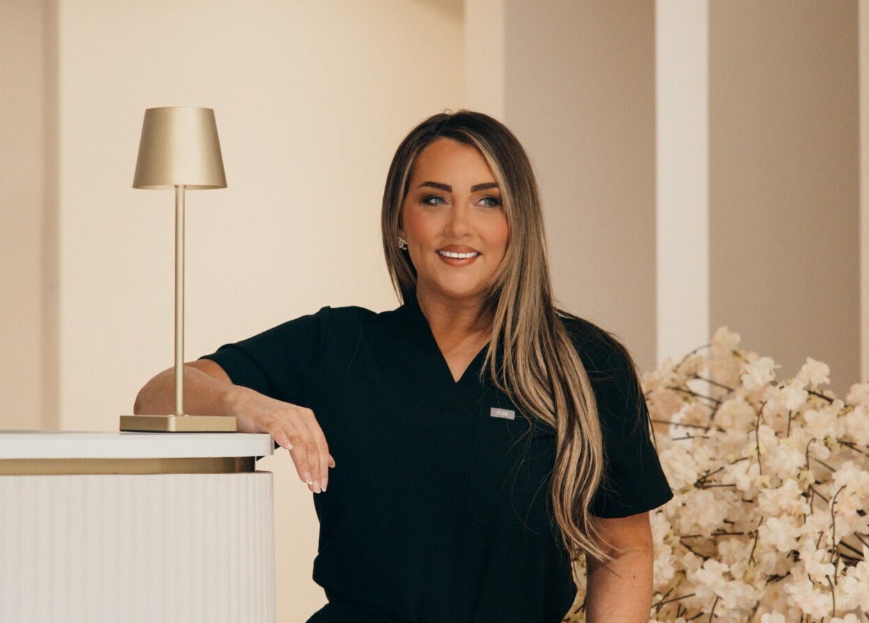 Stylish reception at Aphelia Aesthetics, Barrow Upon Soar, England. Professional welcoming atmosphere.