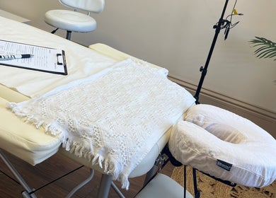 Massage table setup at Xela Massage and Skincare, Cottingham, England, GB, ready for a relaxing session.