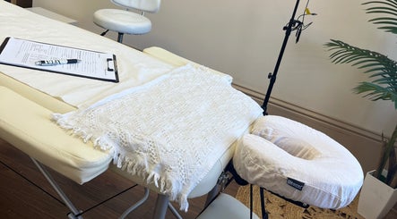 Massage table setup at Xela Massage and Skincare, Cottingham, England, GB, ready for a relaxing session.
