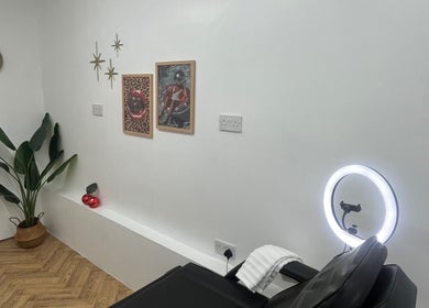 Tranquil treatment room at BABE Aesthetics, Billingham, England, GB, featuring stylish decor and modern furnishings.