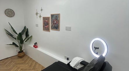 Tranquil treatment room at BABE Aesthetics, Billingham, England, GB, featuring stylish decor and modern furnishings.