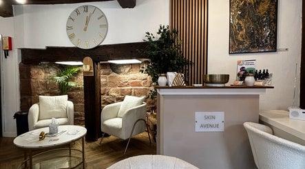 Elegant lounge area at Amelia BagnallBeauty, Shifnal, England, GB, featuring plush chairs and modern decor.