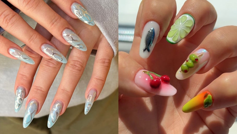 Intricate nail art at Nailigion, Cluj-napoca, Județul Cluj, RO, featuring unique patterns and vibrant colors.