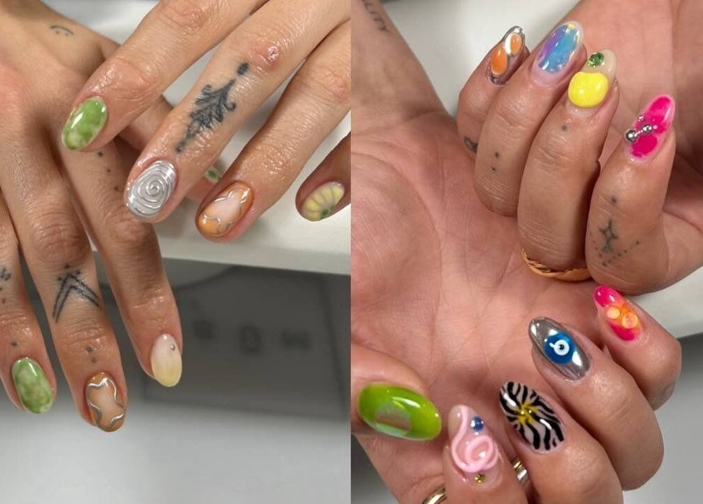 Vibrant artistic nail designs at Nailigion, Cluj-napoca, Județul Cluj, RO showcasing unique patterns.