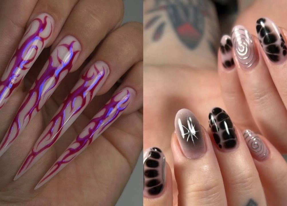 Artistic nail designs at Nailigion, Cluj-napoca, Județul Cluj, RO. Bold colors and intricate patterns.