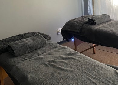 Relaxing massage beds at Serenity Spa in Kuruman, Northern Cape, ZA; perfect for therapeutic wellness experiences.