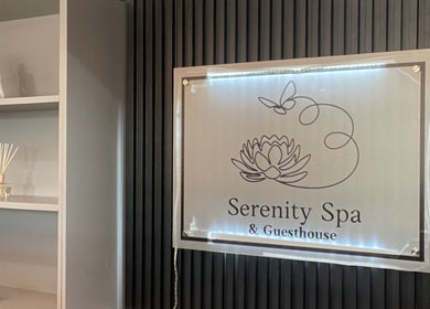 Serenity Spa logo displayed in Kuruman, Northern Cape, ZA, showcasing a tranquil spa atmosphere.