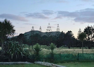Serene twilight view of natural landscape at Wai Ora Spa Therapies, Pukenui, Northland Region, NZ.