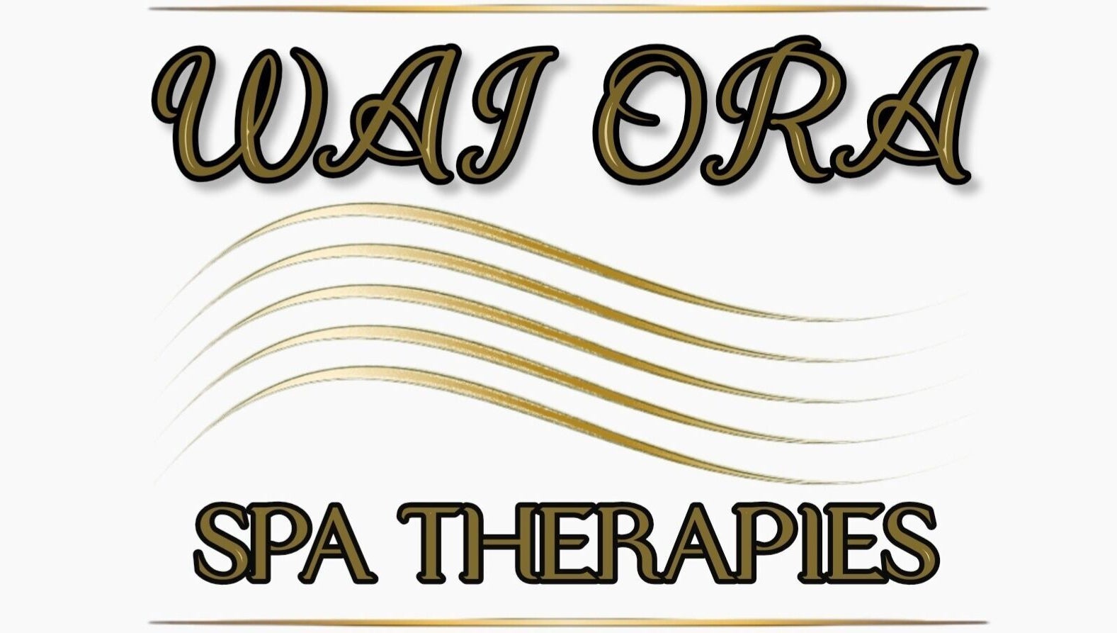 Wai Ora Spa Therapies logo with golden waves in Pukenui, Northland Region, NZ.