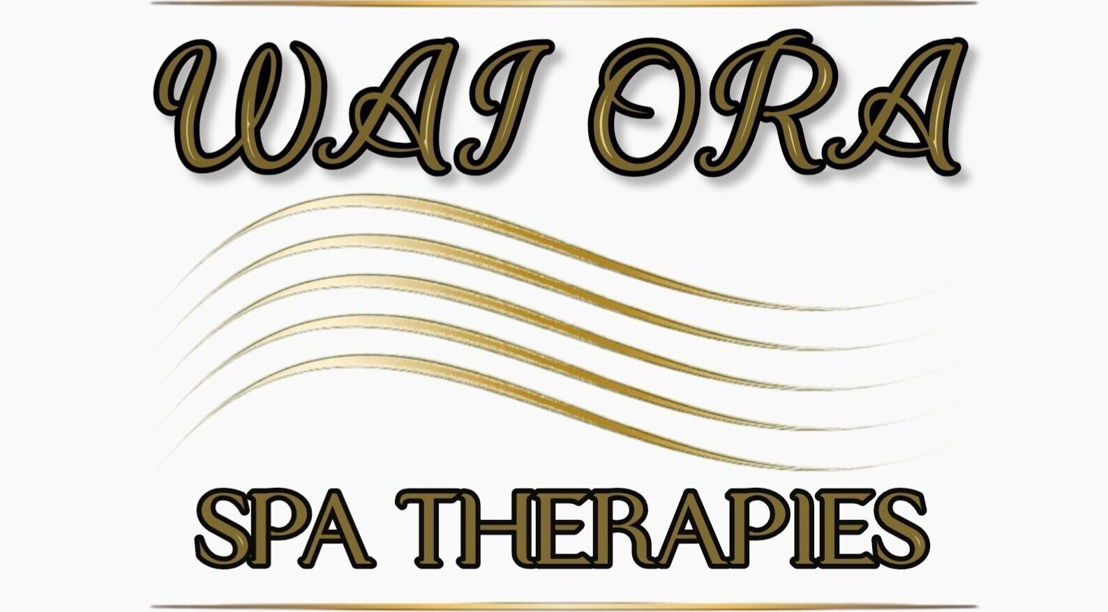 Wai Ora Spa Therapies logo with golden waves in Pukenui, Northland Region, NZ.