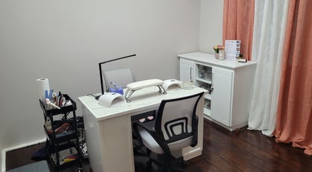 Cozy nail station at Gel Nails by Mel, Barataria, San Juan-laventille Regional Corporation, TT with tools and decor.