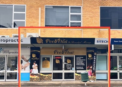 Front entrance of Peel Thai and Remedial Massage in Tamworth, New South Wales, AU, showcasing signage and decor.