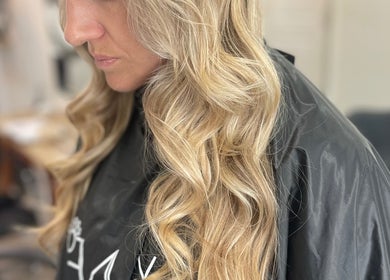 Beautiful wavy blonde hair styled at The Bleach Theory, Currumbin Waters, Queensland, AU.