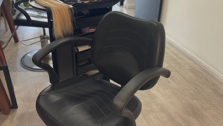 Cozy styling chair at The Bleach Theory, Currumbin Waters, Queensland, AU. Ready for a new hair transformation.