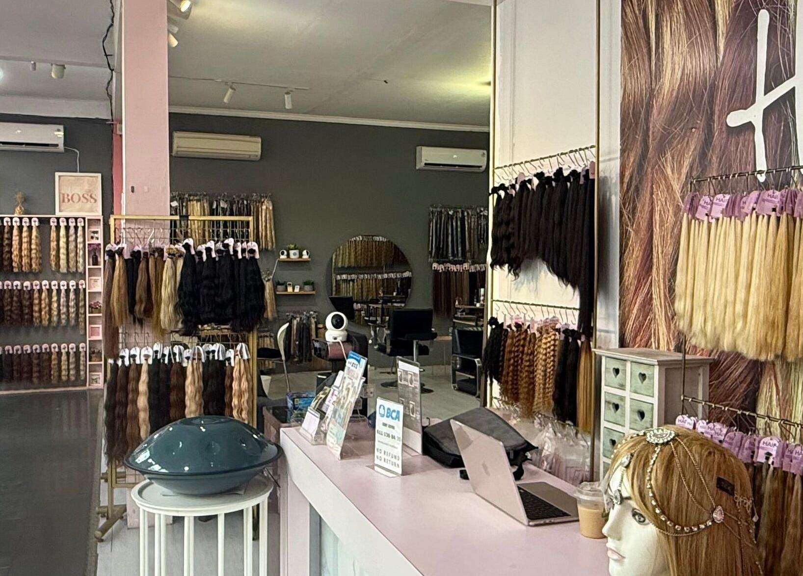 Inside The Hair in Bali, Bali, ID showcasing premium hair extensions and salon ambiance.