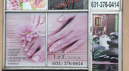 Front view of L&T Nail Spa in West Babylon, New York, US showcasing manicure and spa services.