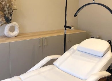 Relaxing spa treatment room at K & A Nails and Beauty in Stafford, England, GB, showcasing an inviting ambiance.