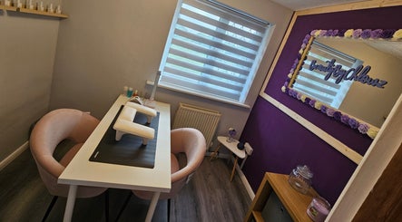 Trendy nail workstation at Beauty By Chlowz, Fforest-fach, Wales, GB featuring elegant decor.