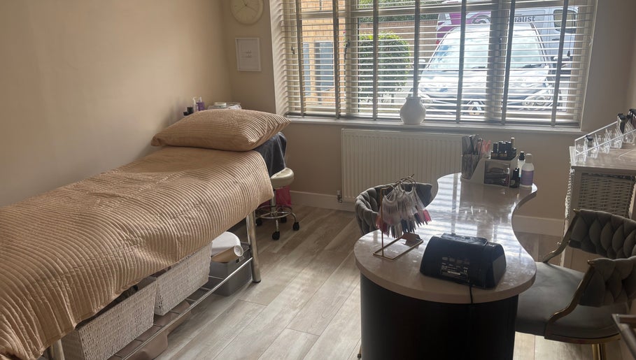 Elegant treatment room at Touch Of Beauty By Kathryn, Woodlands, England, GB highlighting tranquility and comfort.