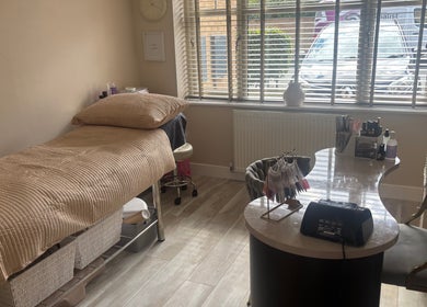 Elegant treatment room at Touch Of Beauty By Kathryn, Woodlands, England, GB highlighting tranquility and comfort.