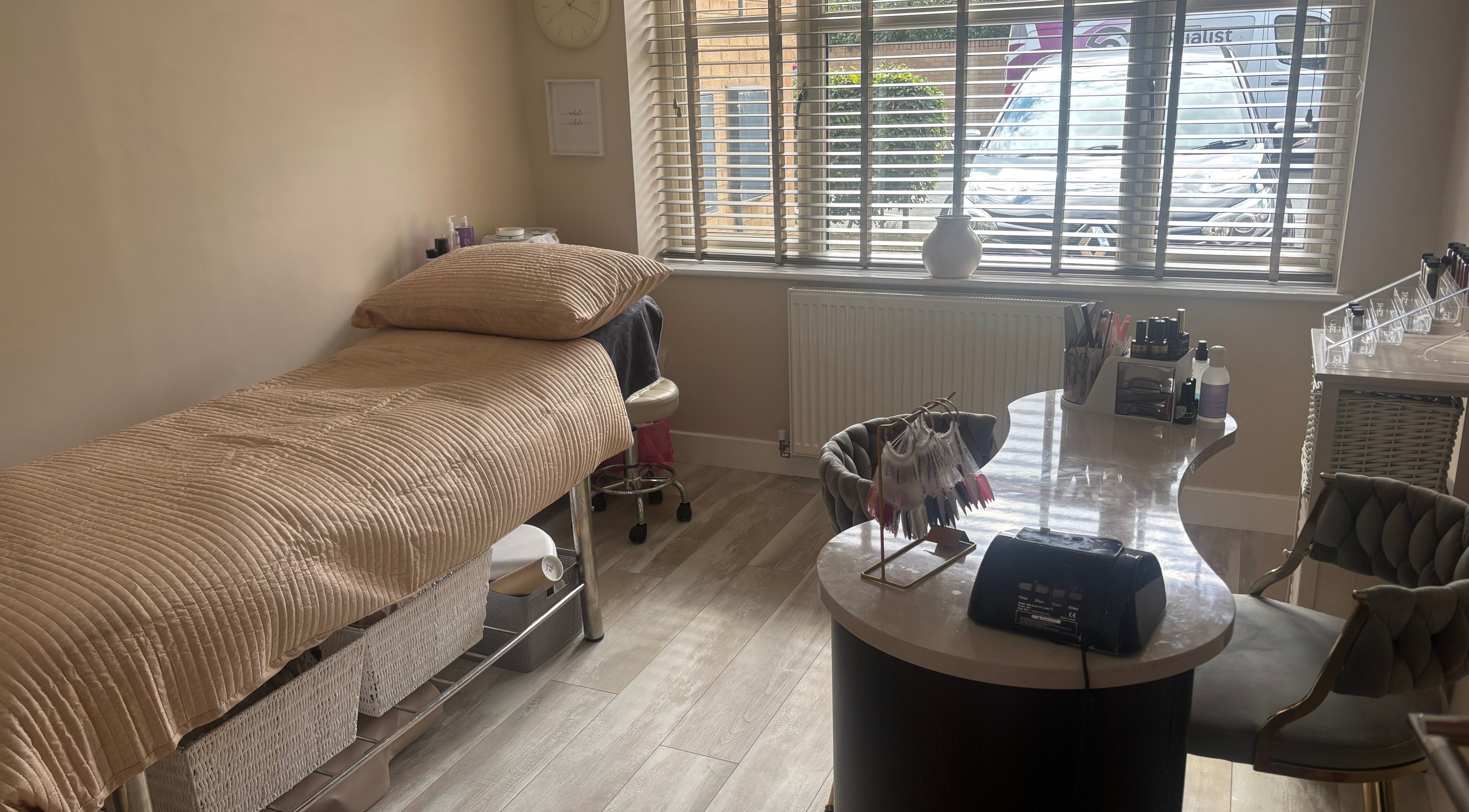 Elegant treatment room at Touch Of Beauty By Kathryn, Woodlands, England, GB highlighting tranquility and comfort.