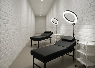Modern treatment room at bioskinconcept, Toronto, Ontario, CA, with sleek decor and ambient lighting.