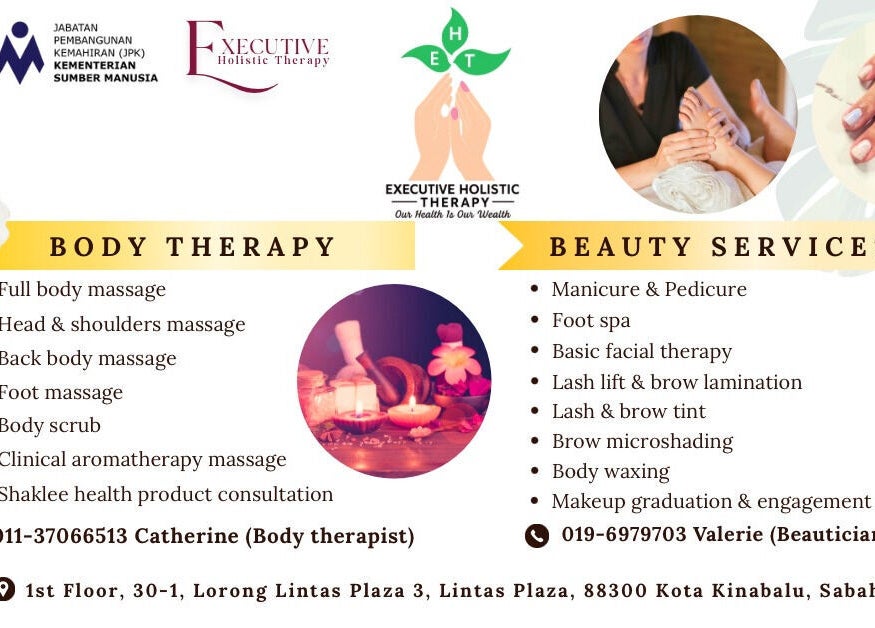 Explore body and beauty services at Executive Holistic Therapy, Kota Kinabalu, Sabah, MY for wellness enhancement.