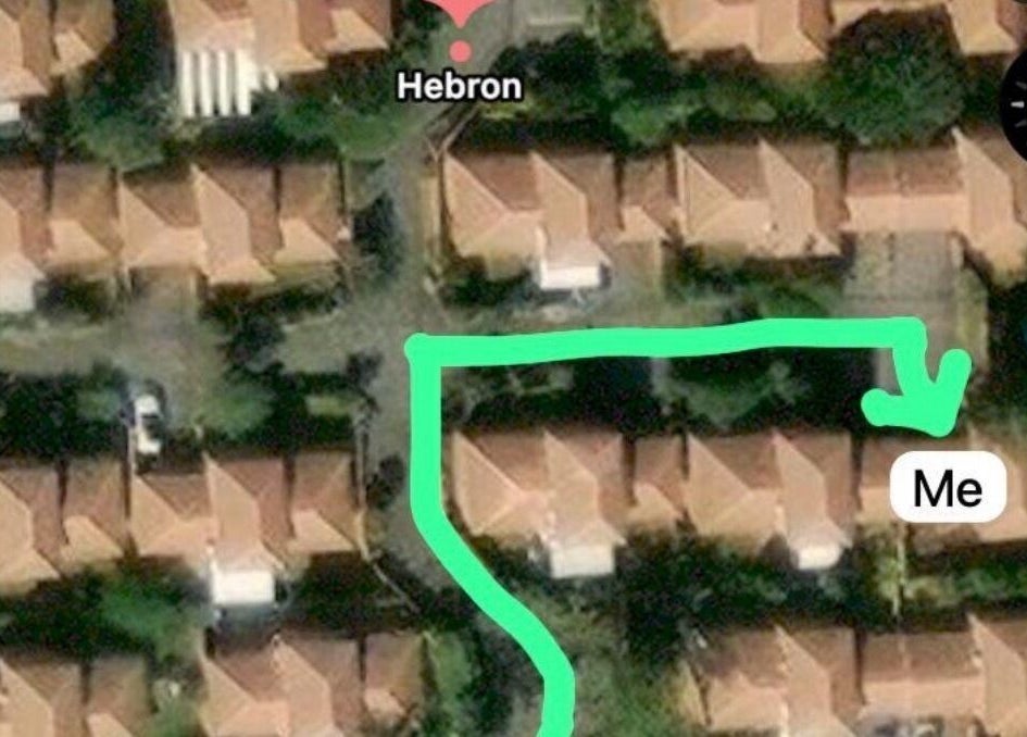 Aerial map highlighting path to Rocky Pinnacle in Randburg, Gauteng, ZA, showing nearby buildings.