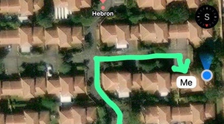 Aerial map highlighting path to Rocky Pinnacle in Randburg, Gauteng, ZA, showing nearby buildings.