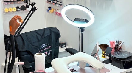 Nailed by Alori salon workspace in Luton, England, GB with manicure tools and lighting equipment.