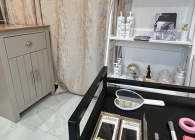 Beauty tools and products on display at Sims Beauty, Stilton, England, GB, showcasing elegance and style.