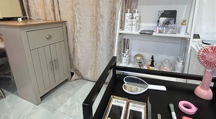 Beauty tools and products on display at Sims Beauty, Stilton, England, GB, showcasing elegance and style.