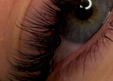 Close-up of styled eyelashes at Sims Beauty, Stilton, England, GB, showcasing expert beauty services.