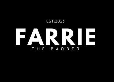Logo van Farrie the Barber, gevestigd in Hasseler es, Overijssel, NL. Moderne esthetiek in zwart-wit.